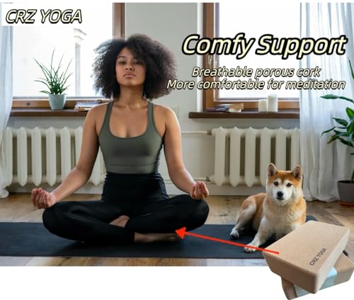 Cork CRZ Yoga Blocks, 2 Pack Natural Cork Blocks, High Density with Non Slip Surface, Eco-Friendly Yoga Accessories and Ideal for Yoga, Pilates, Stretching - Image 4