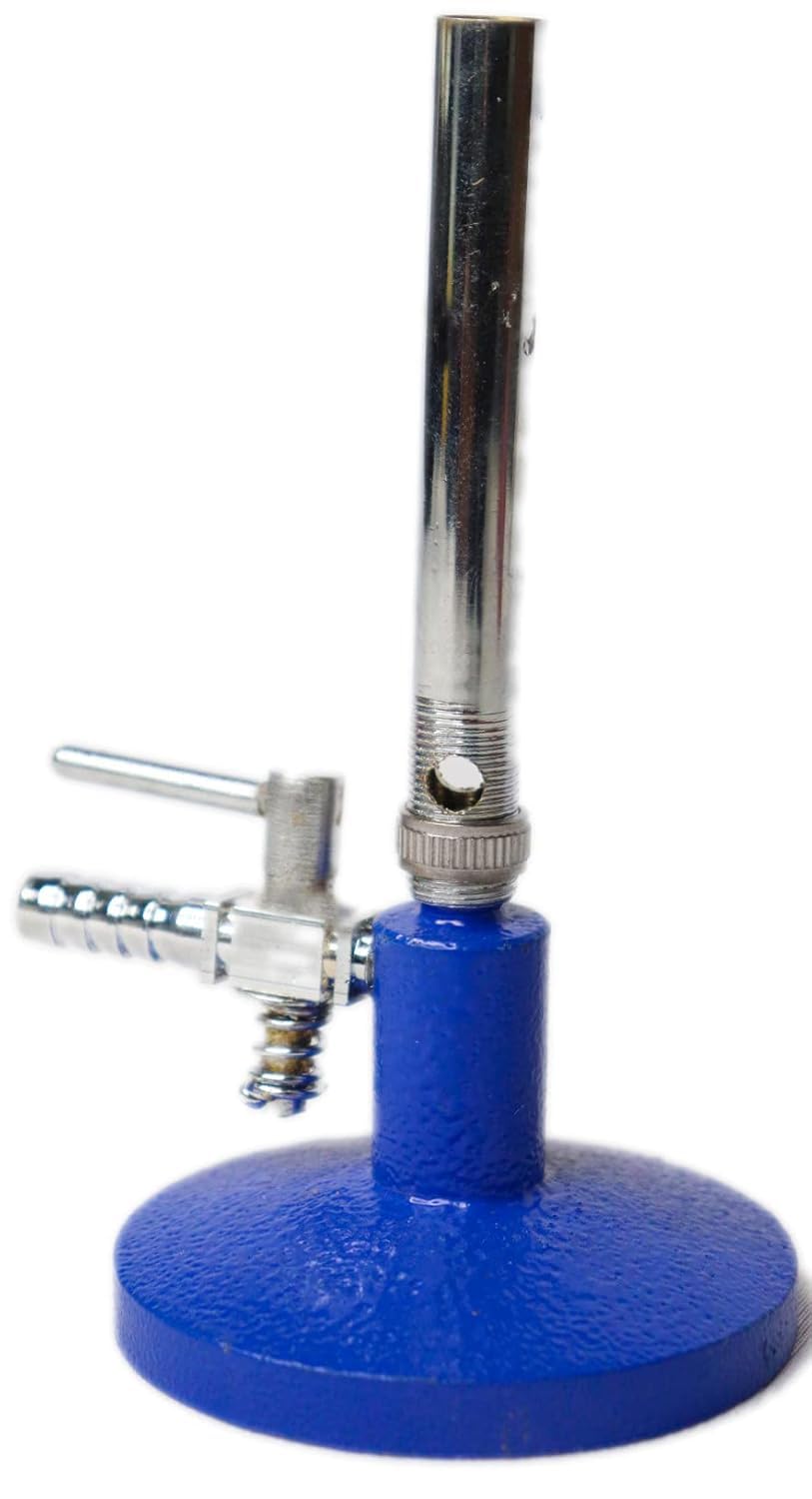 Saini_MEDICOS Burner with Stop Cock Brass Blue for lab use in School or Colleges, Flame or Heat Apparatus for Many Applications (Pack of 6)