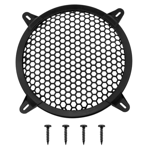 Yocimango 8 Inch Durable Plastic Mesh Waffle Speaker Cover Screws Audio Sub Woofer Grille Net Protector Cover Horn Guard Grills Decorative DIY Home Stereo and Car Speakers Black 1PCS