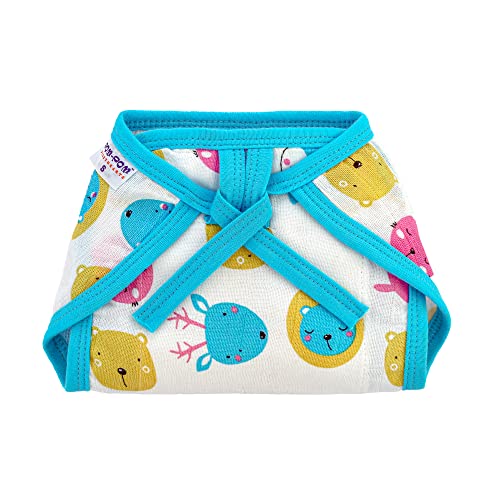 Image of Pom Pom Sweethearts Washable Reusable Cotton Muslin U Shape Lace Nappy,Langot For New Born Baby - Pack of 5(Animal Face Print 3-6 Months)