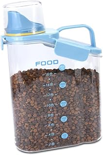 Airtight Dog Food Storage Container with Pour Spout & Measuring Cup – Pet Food Container for Dogs, Cats, Birds – Portable,...