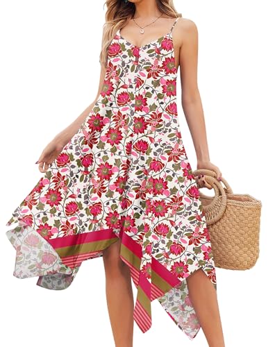 Image of Chigant Women's 2026 Summer Dress Casual Boho Sundress Spaghetti Strap Swimwear Cover Up Beach Flowy Midi Vacation Dresses