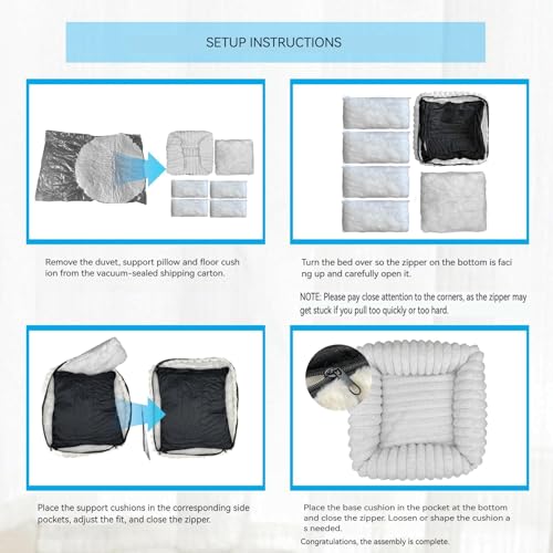 Small Dog Bed with Wave-Textured Design, Washable Rectangular Pet Bed, Calming Soft Fluffy Puppy Bed, Non-Slip Waterproof Dog Bedding, Grey, S(50x48x15cm) - Image 6