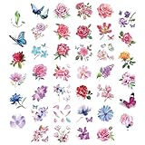 80 Sheet Flower Temaporary Tattos for Women Girls Realistic Fake Tattoos 3D Rose Butterfly Peony Lavender Leaf Waterproof Tattoo Stickers Watercolor Floral Body Art Tattoo Stickers (40 style*2)