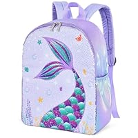 WERNNSAI Sparkly Girls Mermaid Kids Backpack - Sequins School Backpack for Kids Girls Preschool Kindergarten Elementary 15\u201D Lightweight Travel Casual Book Bag Schoolbag