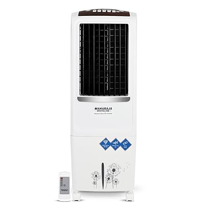 Maharaja Whiteline Blizzard Deco Tower Air Cooler with Remote, 22 litre, White & Grey