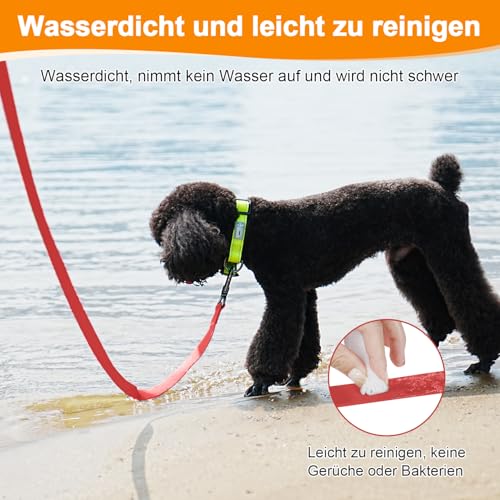 X XBEN Wasserfest Schleppleine für Hunde, 5M Gummierte Schleppleine mit Abschließbarer Karabine,Hundeleine Laufleine für Kleine Mittlere Große Hunde,Robuste Trainingsleine,mit Handschlaufe, Rot