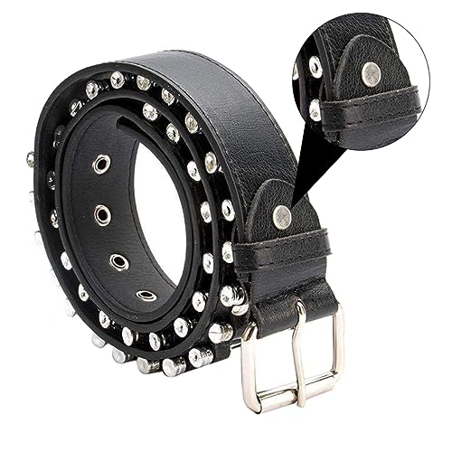 Punk Bullet Belt for Men Fashionable Faux Leather Waistband Alloy Buckle Everyday Use Waistband4