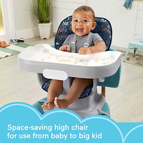 Image of Fisher-Price Portable Baby High Chair and Toddler Booster Seat with Tray, Space Saver Simple Clean, Moonlight Forest [Amazon Exclusive] + Fisher-Price Baby's First Blocks Navy Fawn [Amazon Exclusive]