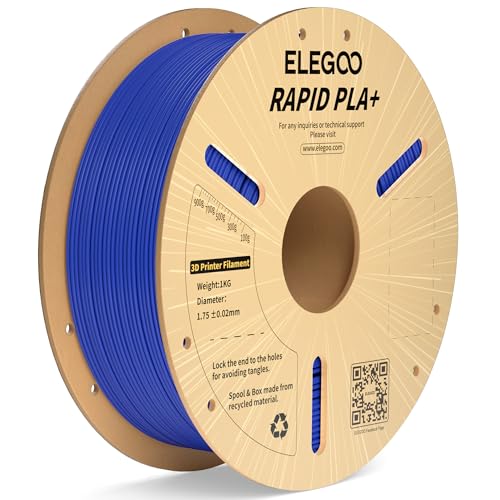 ELEGOO Rapid PLA Plus Filament 1.75mm Blue 1KG PLA+ 3D Printer Filament Up to 600 mm/s High Speed Printing Dimensional Accuracy +/- 0.02 mm 1kg Cardboard Spool(2.2lbs)
