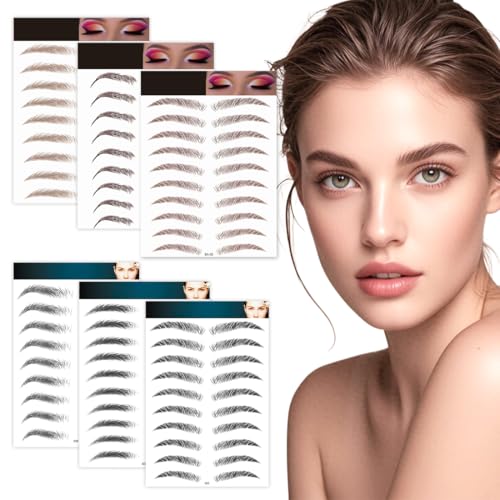 VisageVitalit Sourcils Autocollants, Tatouage Sourcil, 6 Feuilles 4D Patch Eyebrow Tattoos Stickers Autocollant Bionique pour Sourcils,Faux Sourcils Pochoirs...