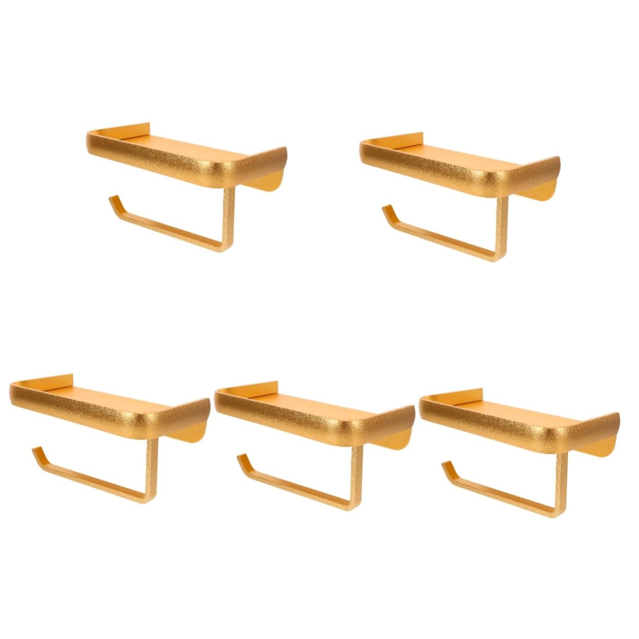 Cabilock 5 Piezas Soporte Higiénico Pared Montaje Sin Perforación Portarrollos Multifuncional para Baño Cocina y Aluminio Color Dorado