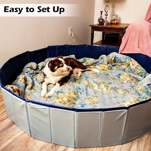Image of Artilife Dog Whelping Box,Dog Whelping Box Pool,Whelping Box for Dogs Birthing,Welping Box Whelping Pen Whelping Box for Puppies Whelping Supplies (Grey, 39 inch Dia.x12 H)