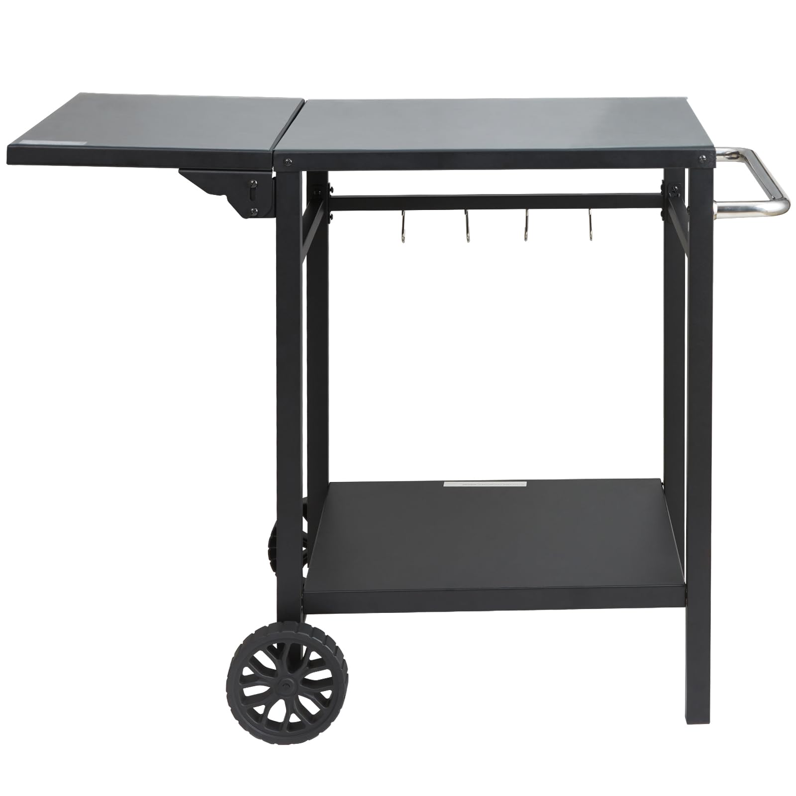 VEVOR Carrito de Comedor para Barbacoa al Aire Libre con Estante Doble, Mesa Móvil de Preparación de Alimentos para Barbacoa, Mesa de Hierro Plegable Multifuncional, Carros Modulares para Exteriores