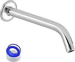 Duscharm mit Flansch und Teflonband, Voolan 25cm Verlängerung Duschkopf Arm für Badezimmer Fester Duschkopf, massiver Edelstahl, an der Wand montiert (Chrom)