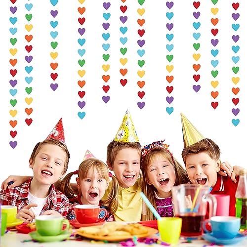 Image of Rainbow Colorful Party-Decorations Heart Garland - 52ft Red Orange Yellow Green Blue Purple Streamers Banner,Boy Girl Kids Birthday Supplies Baby Shower Wedding Welcome Back to School Decor Panduola