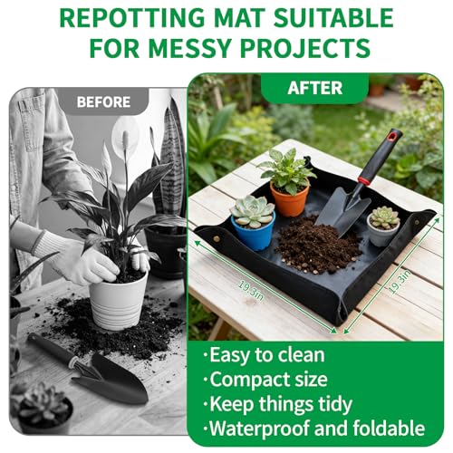 Gardening Tool Set, 10Pc Heavy Duty Garden Kit with Repotting Mat - Image 3