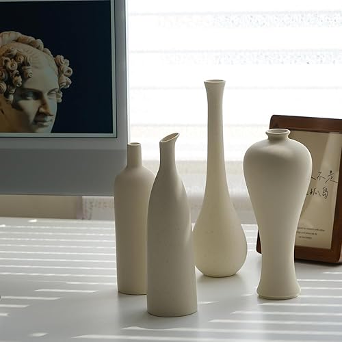 Miniatura 4 de Jarrones pequeños de cerámica para decoración, crema mate