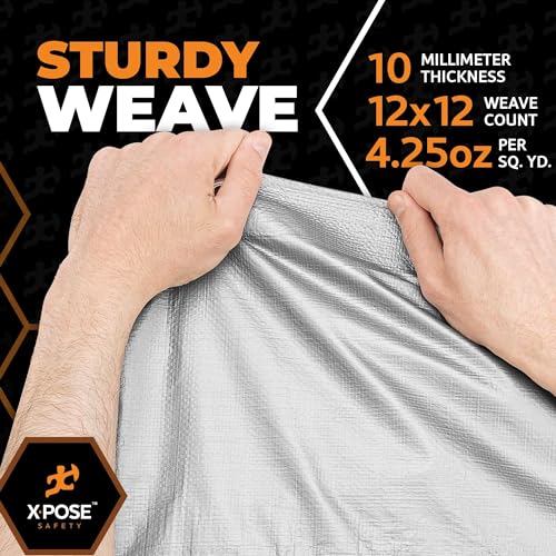 Heavy Duty Poly Tarp - 20' x 25' - 10 Mil Thick Waterproof, UV Blocking Protective Cover - Reversible Silver and Black - Laminated Coating - Grommets - by Xpose Safety by Xpose Safety - Image 6