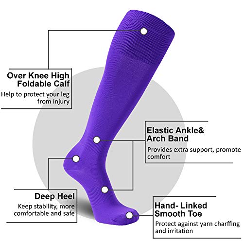 Image of FOOTPLUS Baseball Softball Socks,Unisex Over Knee High Solid Sports Rugby Summer Soccer Camps Socks