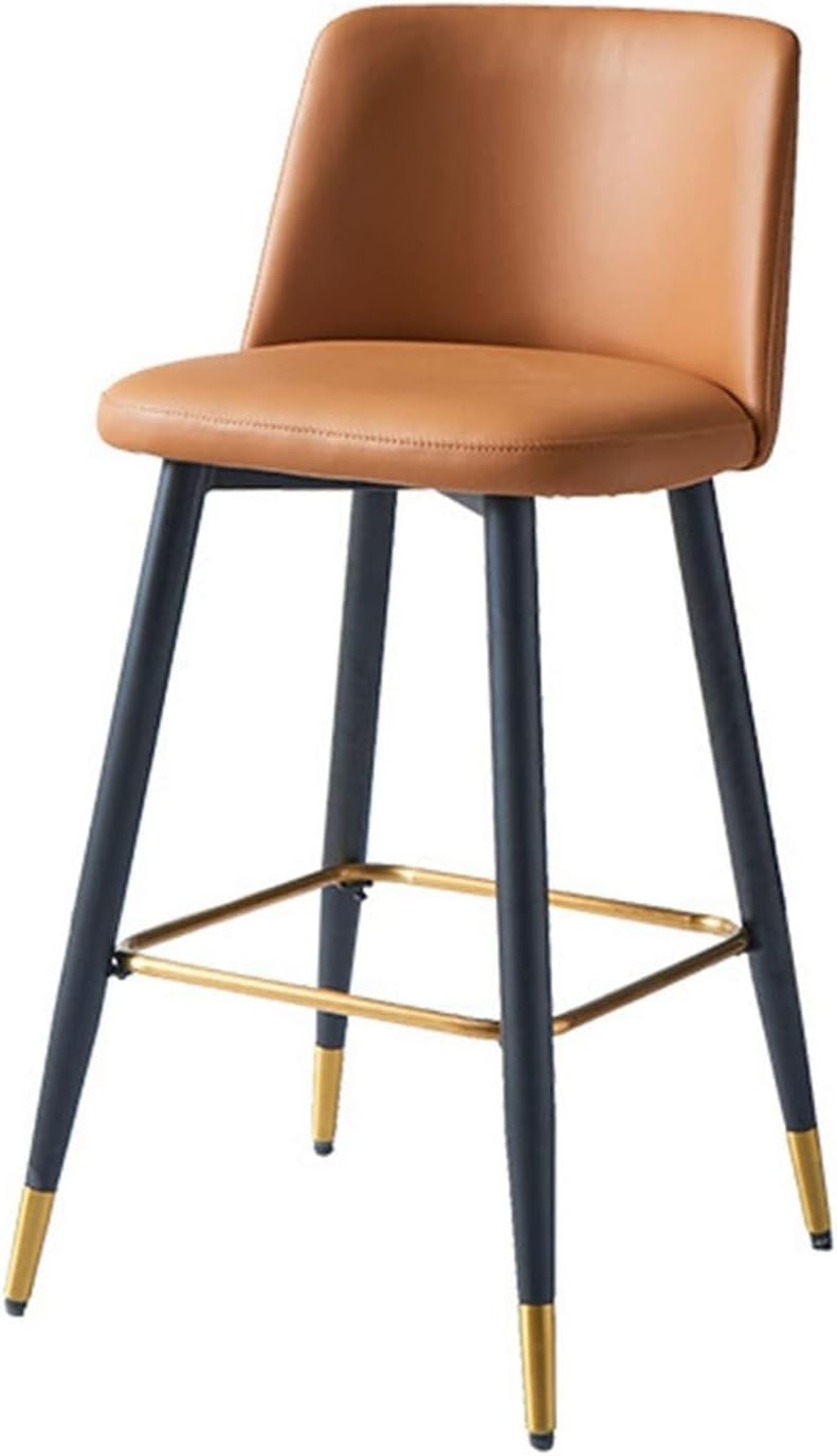 JAVYPPT Modern Leather Bar Stool, Bar Chair with Backrest and