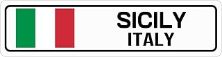 Sicily Italy Sign Street Metal Tin Signs Novelty Road Sign for Cafes Bar Pub Beer Club Wall Home Decor 16X4 Inches
