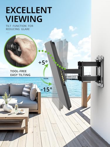 Image of Outdoor TV Wall Mount for 47-90 Inch Television, Mount with Swivel and Tilt, Full Motion Weatherproof TV Bracket with Articulating Dual Arms, Max VESA 600X400 mm, 132lbs