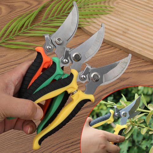 Tijeras de poda para jardinería color amarillo miniatura 3