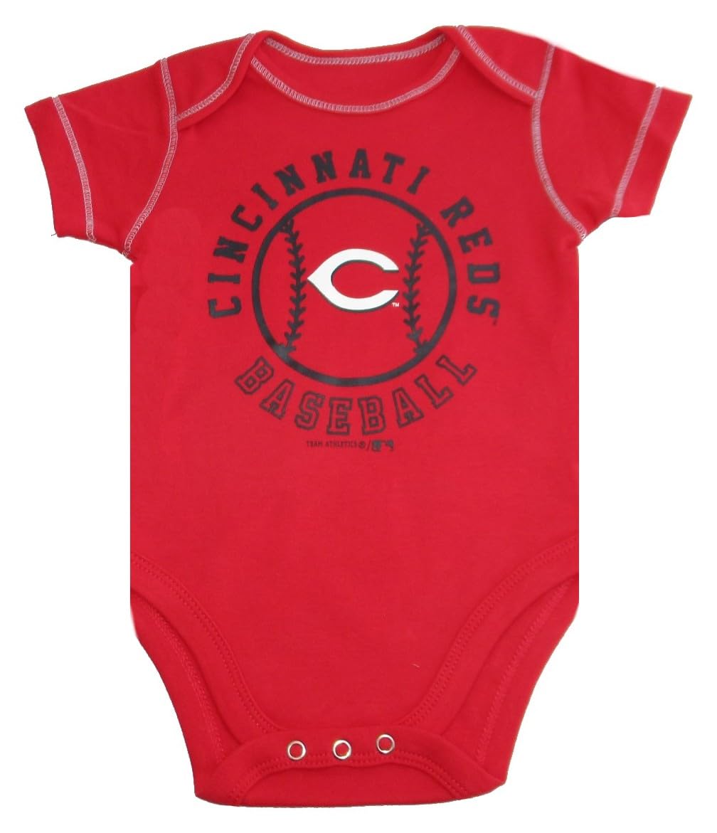 VF Cincinnati Reds Team Logo Infant Creeper Bodysuit - Team Colors (Red, 3-6 Months, Cincinnati Reds)