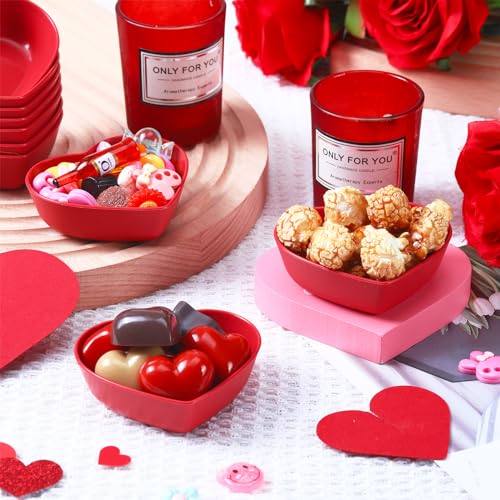 Nosiny LIN-NOSINY-244 100 Pack Valentine'S Day Heart Shaped Bowls Red Love Dishes Bowls 3 Inch Mini Plastic Appetizer Plates Unbreakable Candy Servers thumb #3