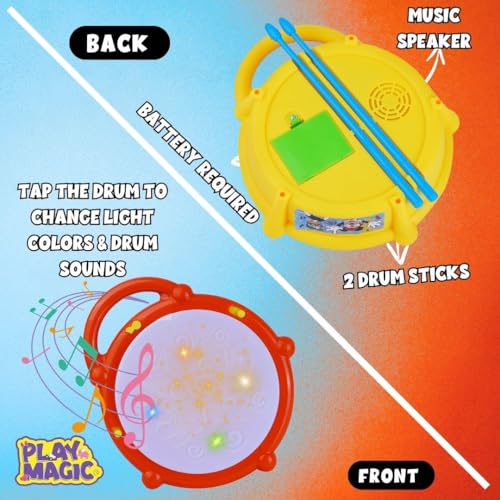 Image of PlayMagic 3D Flash Drum Toy with Flash Light & Musical Sound Instrument|3 X AA Battery Operated (Not Included)|Learning & Educational Baby Toy|Birthday Gift for Kids 3 Years +|Made in India| Mickey