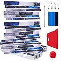 Affrolling 40 Sheets Peel and Stick Backsplash Tile with 9-piece Tool Kit, 10" x 5" Waterproof Vinyl Wall Tiles for Kitchen, Self Adhesive DIY Decor(Marble,Dark Color)