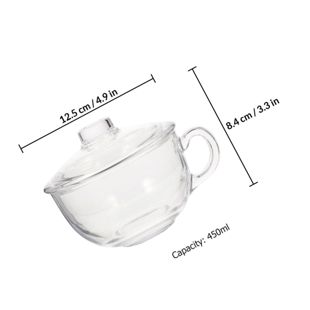 ifundom Suppenschüssel aus Glas 450ml mit Deckel und Griff Müslischale für Frühstück und Küche Komfortabler Griff Hält Speisen Sauber im Restaurant und Zuhause