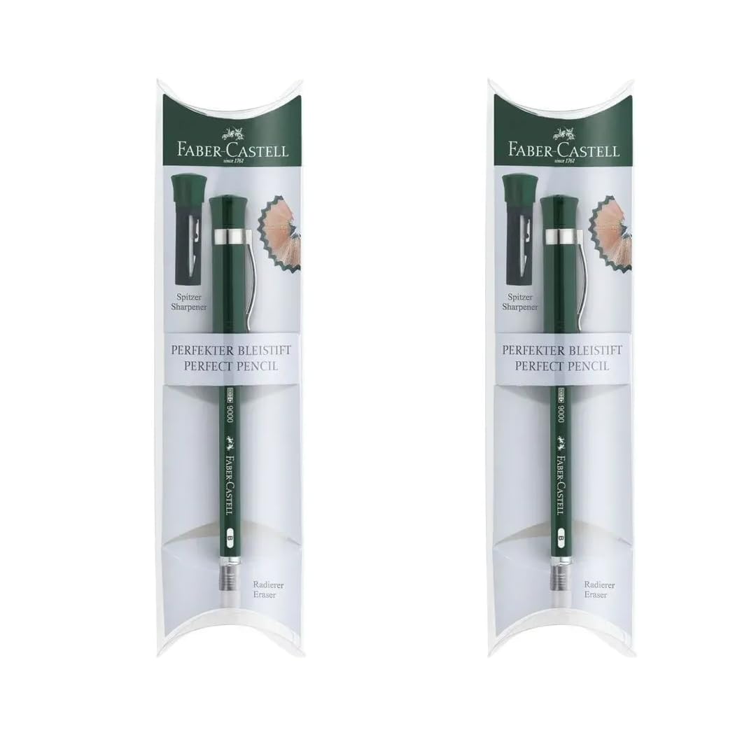 Faber-CastellCastell 9000 119037 Perfect Pencil Hardness B Barrel Colour: Green (Pack of 2)