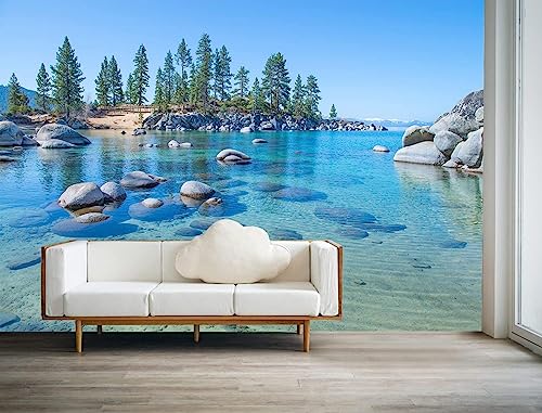 Papel pintado personalizado de playa azul agua de lujo para habitación infantil hermosa decoración del hogar (250 x 175 cm)