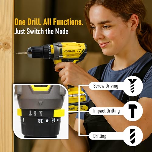 Image of IBELL VORMIR VR CD21-30 20V Max Cordless Drill Driver | 30 Nm Torque, 2 Modes (Drill & Impact), Dual Speed 0-450 /1450 RPM, 10mm Chuck,2.0Ah Li-ion 2 Batteries & Fast Charger-1 Year Warranty