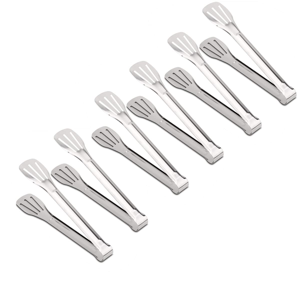 Pinzas de cocina para servir, pinzas para buffet, pinzas de acero inoxidable, pinzas pequeñas, paquete de 6 (9 pulgadas)
