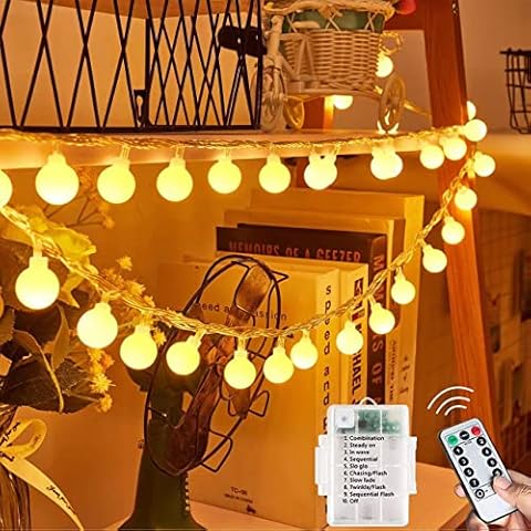 Fairy Lights Battery Operated, 23Ft /7M 60 LED Battery Fairy Lights, 8 Mode with Remote Control Timer Indoor/Outdoor Fairy Lights for Bedroom, Garden, Party, Christmas Decoration(Warm White) Cover