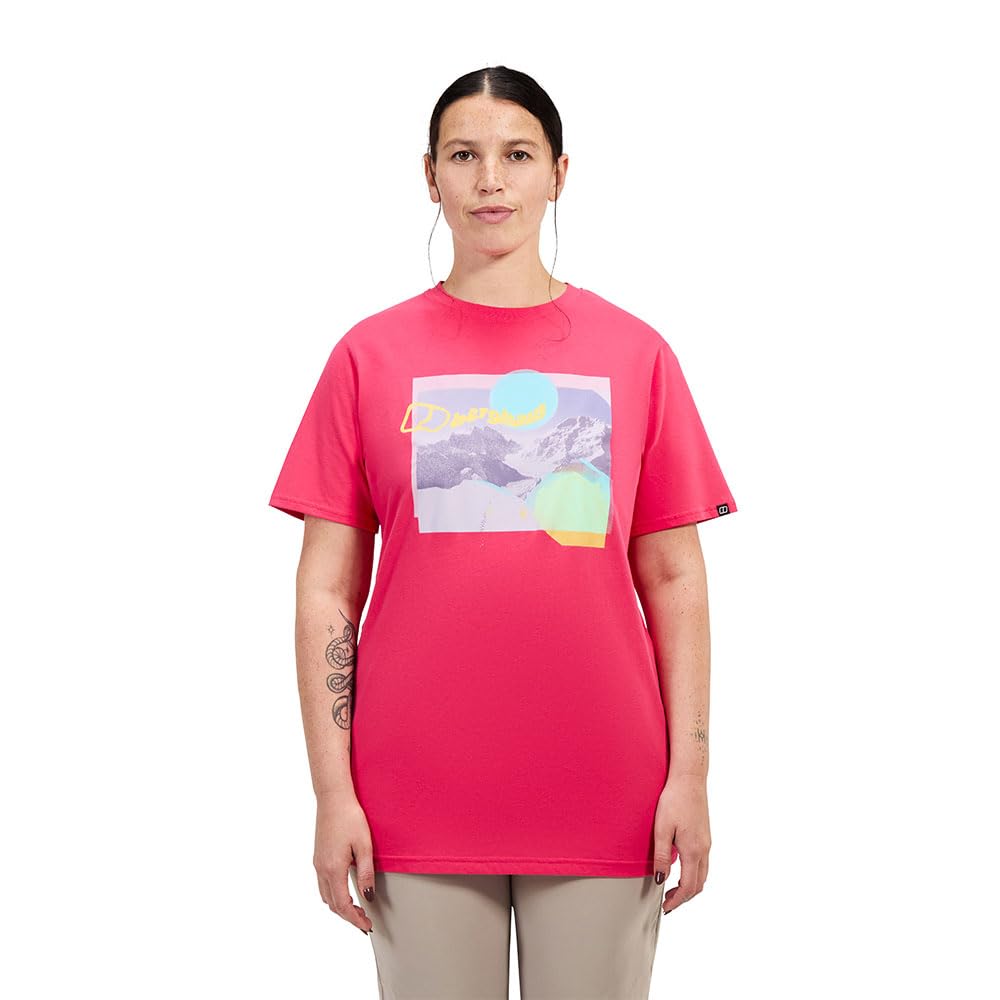 Berghaus Women's Hill Hazed T-Shirt | 100% Cotton Non-Technical T-Shirt, Fiery Pink, 14