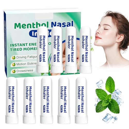 9 Pcs Inhalador Nasal Nasal Stick Refrescante Aroma A Menta Alivia Congestión Facilita Respiración Revitaliza Mente Mejora Concentración Apto Para Uso Diario Trabajo De Oficina Estudio Viajes