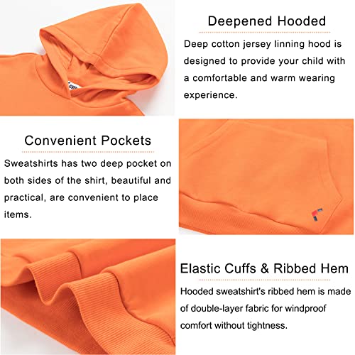 Kids Basic Sweatshirts soft brushed fleece Pullover Hoodie classic for Boys and Girls(3-12Years)(Orange, M)4