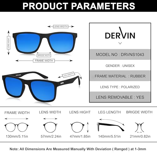 Image of Dervin UV Protected Polarized Square Sunglasses for Men and Women