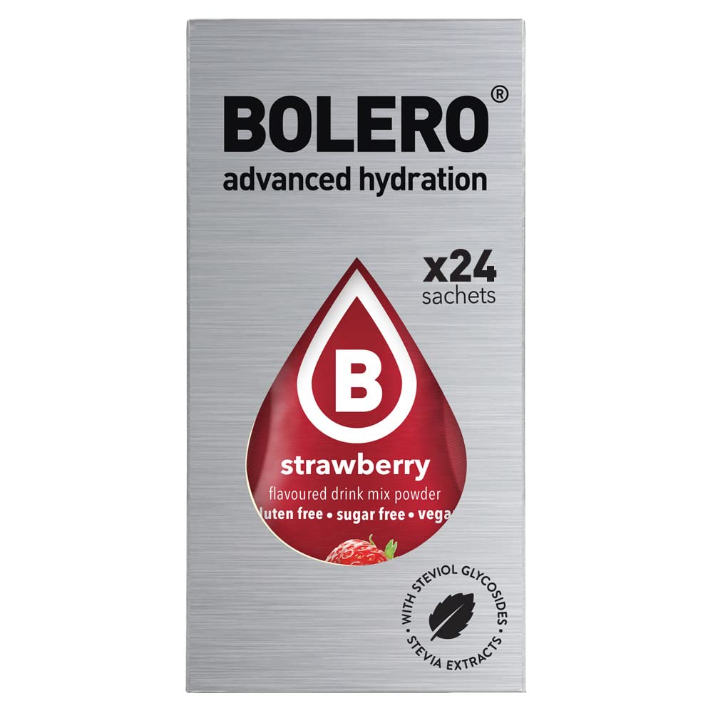 Bolero Drink 24 bolsitas 3 g fruta preparada en polvo soluble bebida fresca 72 gramos endulzado stevia plátano fresa