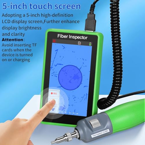 Image of A-600 5-inch Touch Screen 400X Fiber Optic Microscope SCUPC FCUPC STUPC LCUPC SCAPC Male /Female Interface Adapter Handheld end face Inspector Real time Video Probe