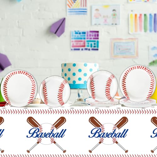 Image of 24 Guests Baseball Birthday Party Supplies Plates Napkins Tablecloths Baseball Party Decorations Sports Theme Paper Disposable Tableware Set Decoration Favors