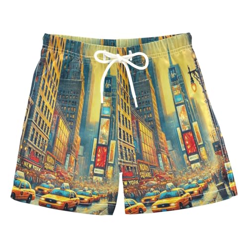 Street Scene Car Boys Swim Trunks Quick Dry Toddler Swimsuit Boy Bathing Suits Board Shorts Swimwear S Multi