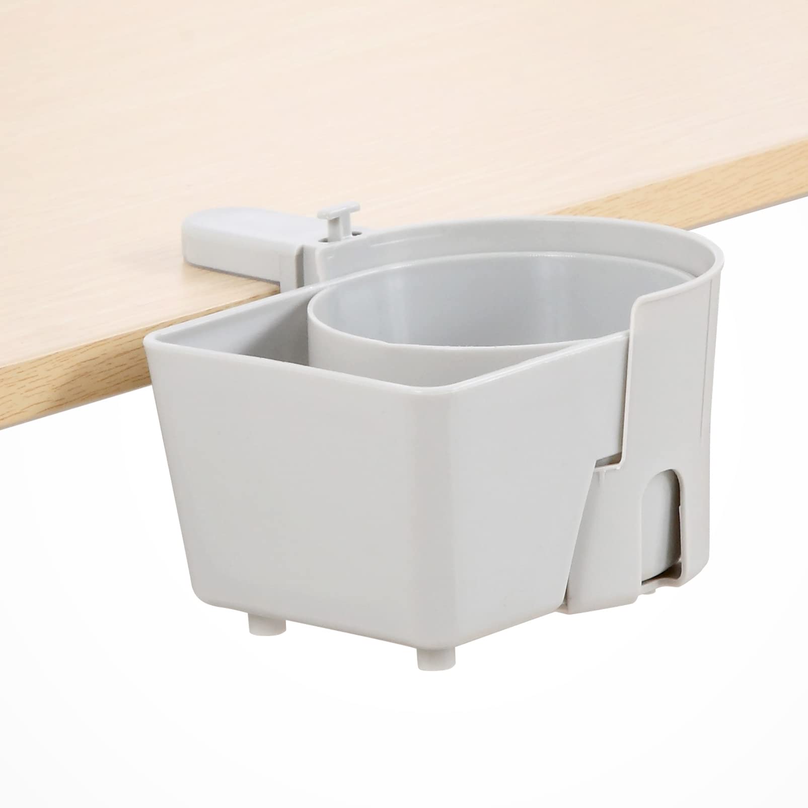Home Queen Desk Drink Holder, Clip on Table Cup Holder for Beverage, Cans, Mugs and Coffee Cups,with Non Slip Design, Grey