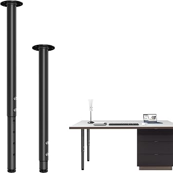 Adjustable Metal Desk Leg 2136 Inch, Adjustable Metal Table Legs | 2 Pack Home Office Diy Furniture Leg Set, For Computer Desk, Dining Table, Office Desk