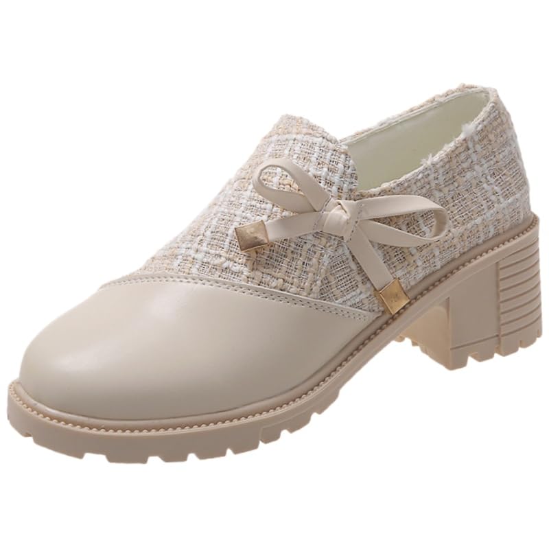Womens Chunky Leather Shoes - Casual and Daily wear - Rubber Sole