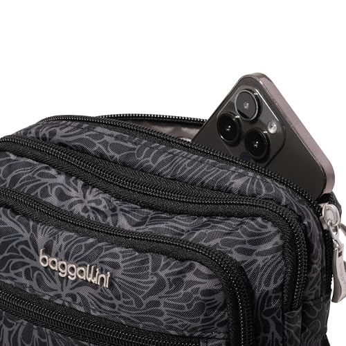 Image of Baggallini Triple Zip Small Crossbody Bag for Women - Lightweight Convertible Fanny Pack Belt Bag